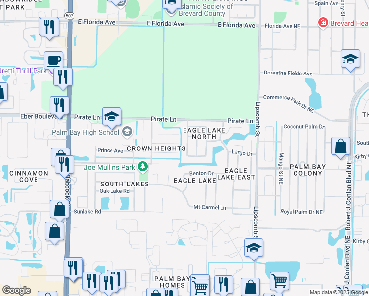 map of restaurants, bars, coffee shops, grocery stores, and more near 4150 Millicent Circle in Melbourne