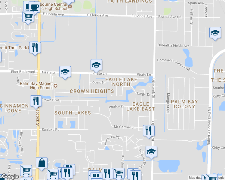 map of restaurants, bars, coffee shops, grocery stores, and more near 4145 Millicent Circle in Melbourne