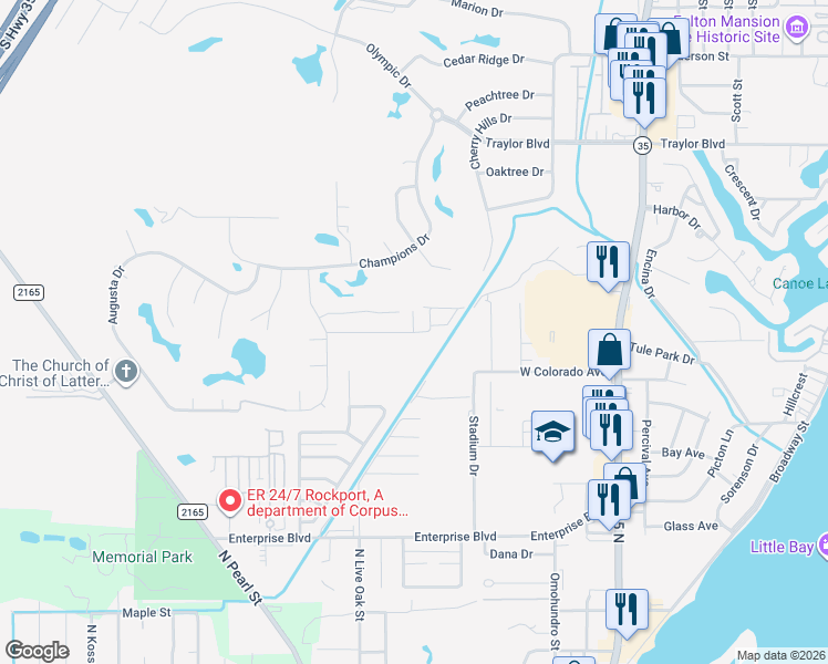 map of restaurants, bars, coffee shops, grocery stores, and more near 401 Inverrary Drive in Rockport