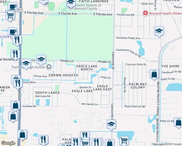 map of restaurants, bars, coffee shops, grocery stores, and more near 765 Russo Drive in Melbourne