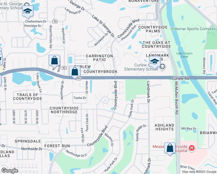 map of restaurants, bars, coffee shops, grocery stores, and more near 3460 Countryside Boulevard in Clearwater