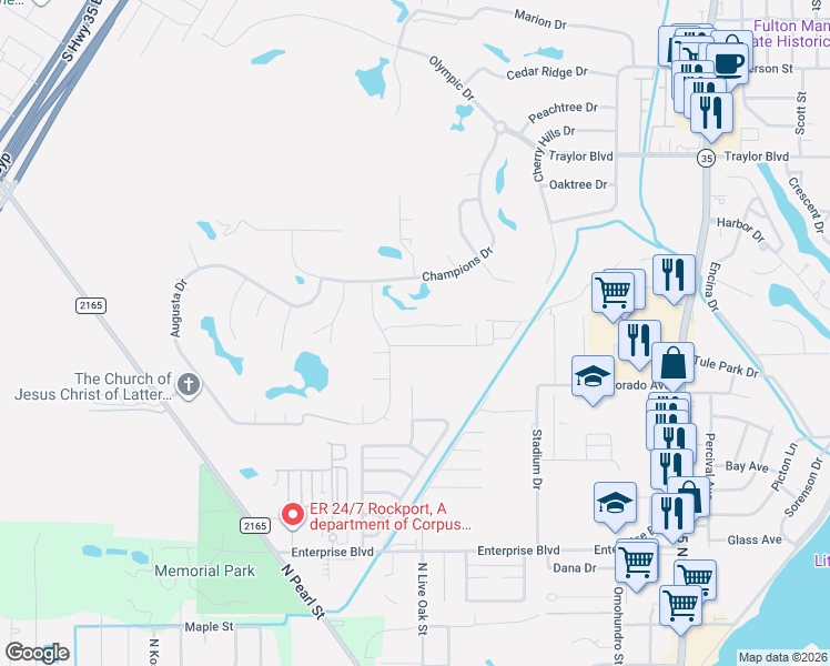 map of restaurants, bars, coffee shops, grocery stores, and more near 34 Saint Andrews Place in Rockport