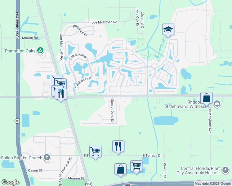 map of restaurants, bars, coffee shops, grocery stores, and more near 455 Don Tab Way in Plant City