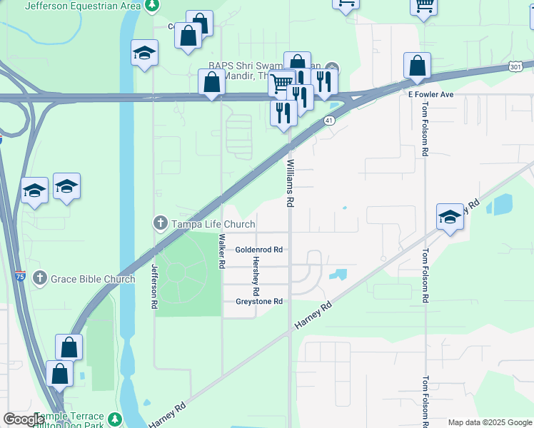 map of restaurants, bars, coffee shops, grocery stores, and more near 9412 Ripley Road in Thonotosassa