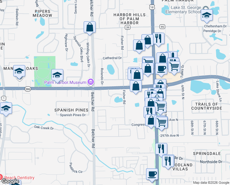 map of restaurants, bars, coffee shops, grocery stores, and more near 2253 Curlew Road in Dunedin