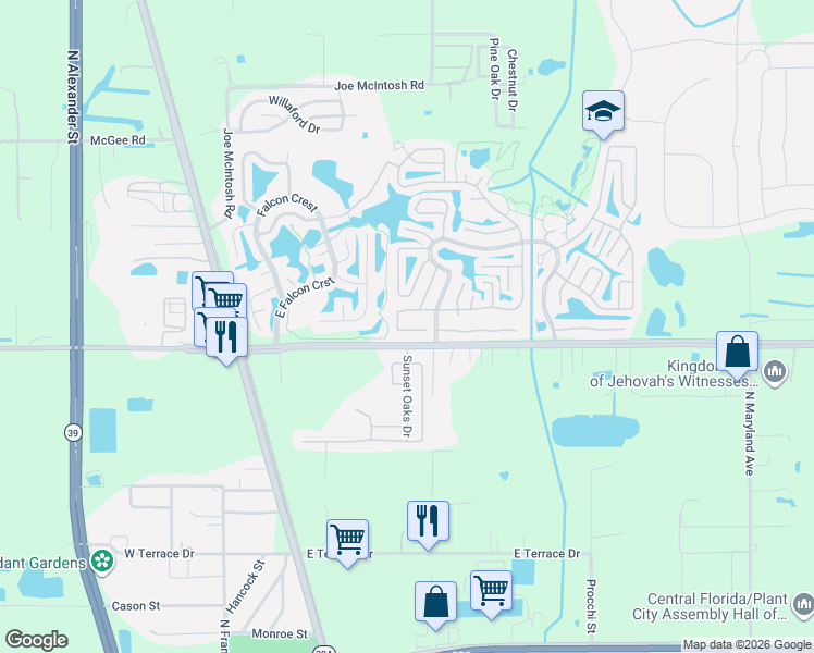 map of restaurants, bars, coffee shops, grocery stores, and more near 455 Don Tab Way in Plant City