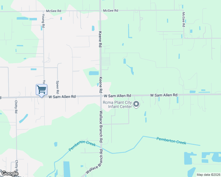 map of restaurants, bars, coffee shops, grocery stores, and more near 2850 West Sam Allen Road in Plant City