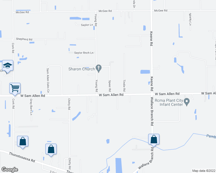 map of restaurants, bars, coffee shops, grocery stores, and more near 3307 Speer Road in Plant City