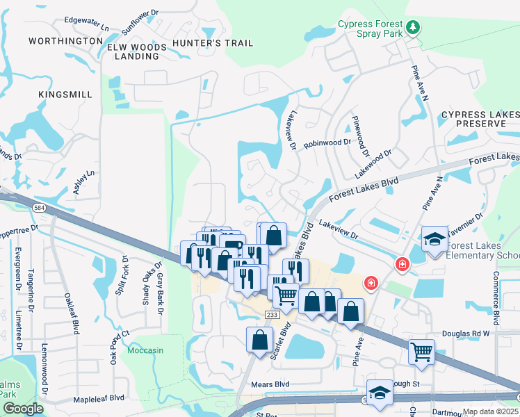 map of restaurants, bars, coffee shops, grocery stores, and more near 201 Cedar Key Court in Oldsmar
