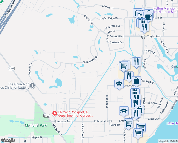 map of restaurants, bars, coffee shops, grocery stores, and more near 18 Saint Andrews Place in Rockport