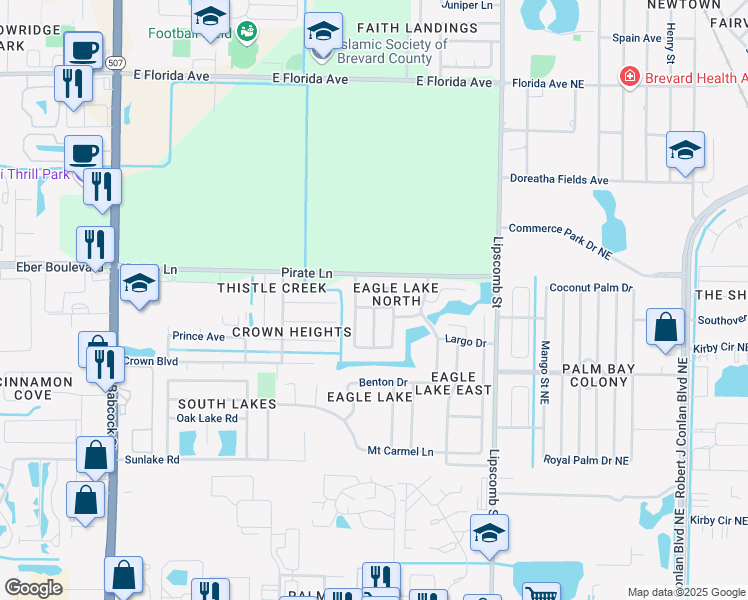 map of restaurants, bars, coffee shops, grocery stores, and more near 4505 Millicent Circle in Melbourne