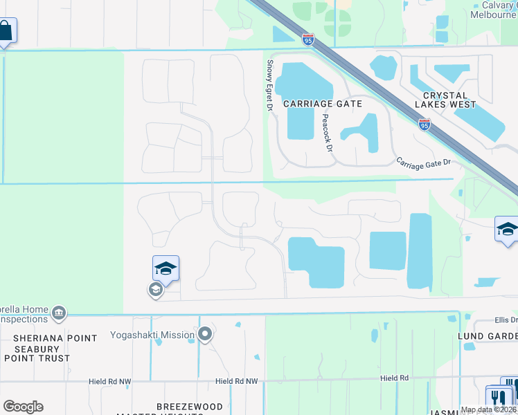 map of restaurants, bars, coffee shops, grocery stores, and more near 880 Fiddleleaf Circle in West Melbourne