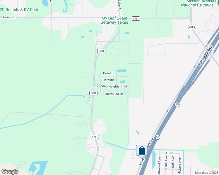 map of restaurants, bars, coffee shops, grocery stores, and more near 214 Copano Heights Boulevard in Rockport