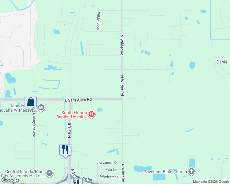 map of restaurants, bars, coffee shops, grocery stores, and more near 2702 East Sam Allen Road in Plant City