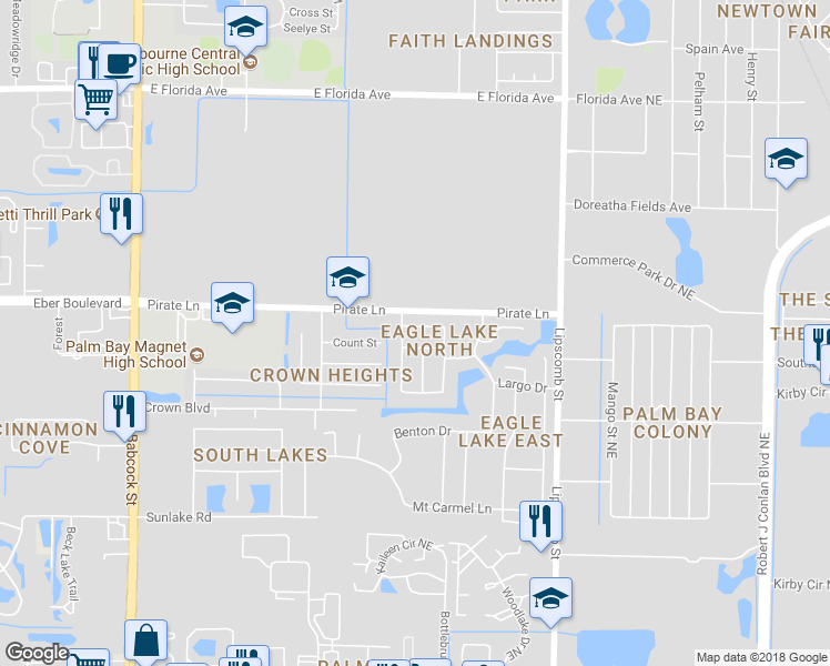 map of restaurants, bars, coffee shops, grocery stores, and more near 4555 Millicent Circle in Melbourne