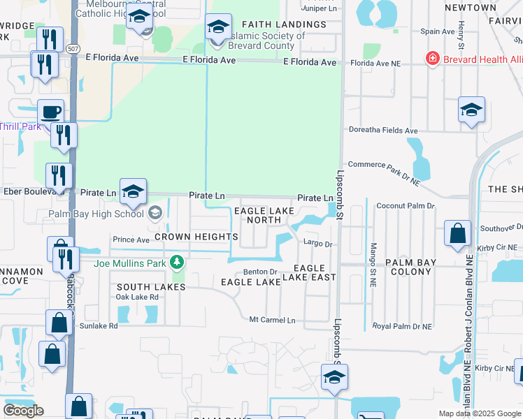 map of restaurants, bars, coffee shops, grocery stores, and more near 4505 Millicent Circle in Melbourne