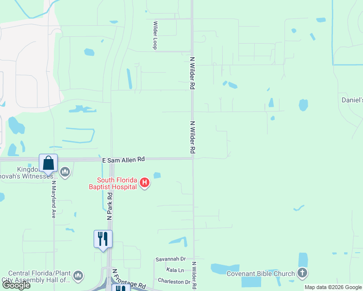 map of restaurants, bars, coffee shops, grocery stores, and more near 2702 East Sam Allen Road in Plant City