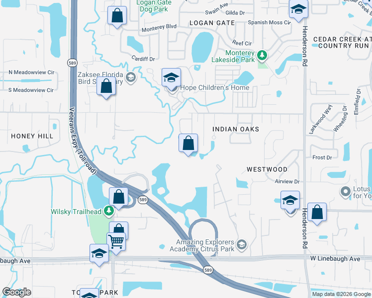 map of restaurants, bars, coffee shops, grocery stores, and more near 11109 Avery Oaks Drive in Tampa