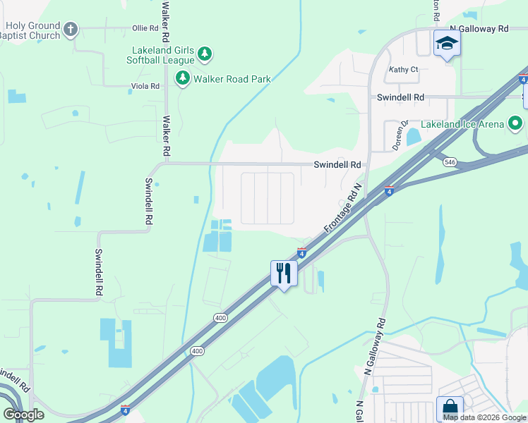 map of restaurants, bars, coffee shops, grocery stores, and more near 616 Hemlock Lane in Lakeland
