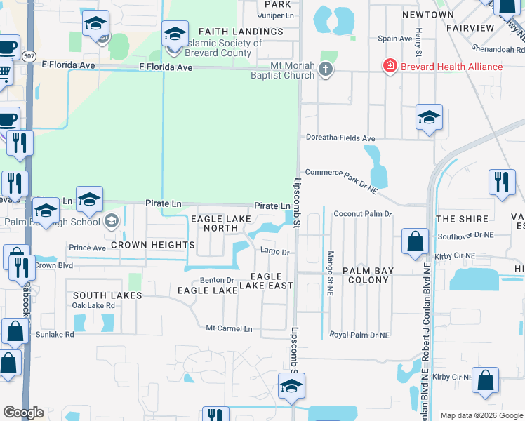map of restaurants, bars, coffee shops, grocery stores, and more near 847 Barbados Avenue in Melbourne