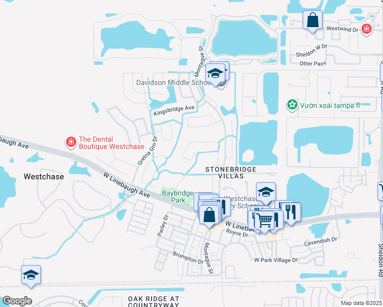 map of restaurants, bars, coffee shops, grocery stores, and more near 10409 Lightner Bridge Drive in Tampa