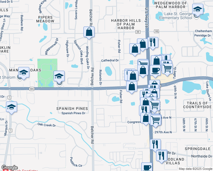 map of restaurants, bars, coffee shops, grocery stores, and more near 2253 Curlew Road in Dunedin