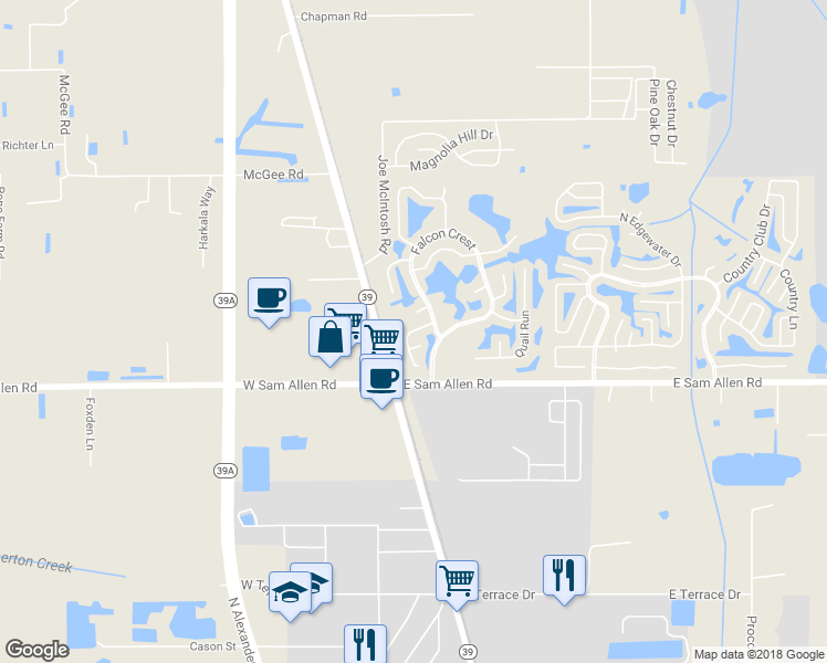 map of restaurants, bars, coffee shops, grocery stores, and more near 496 Chickadee Court in Plant City