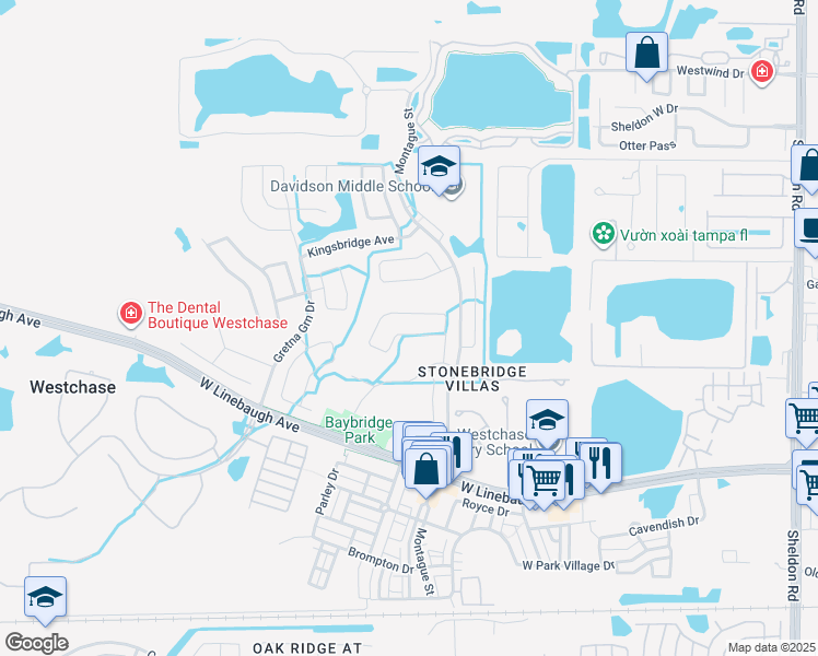 map of restaurants, bars, coffee shops, grocery stores, and more near 10335 Lightner Bridge Drive in Tampa