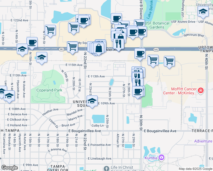 map of restaurants, bars, coffee shops, grocery stores, and more near 2325 North 26th Street in Tampa
