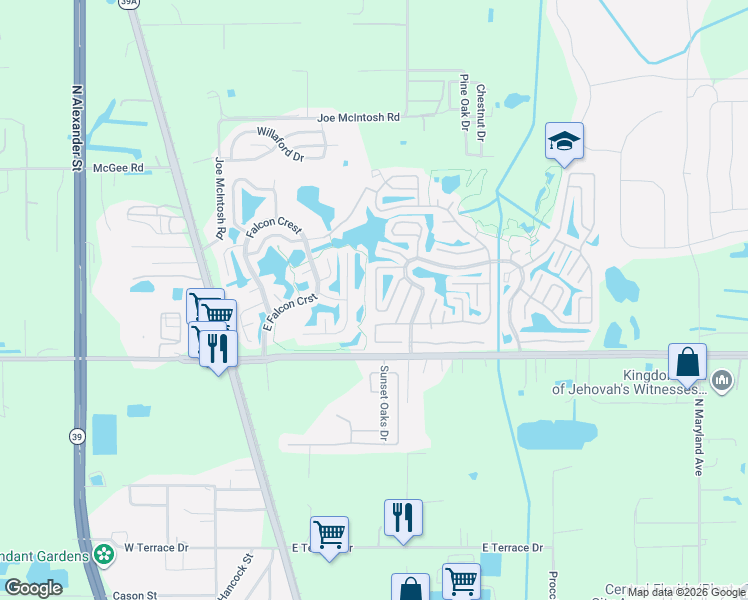 map of restaurants, bars, coffee shops, grocery stores, and more near 511 Lake Circle in Plant City