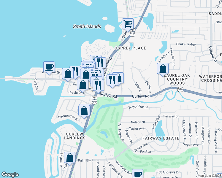 map of restaurants, bars, coffee shops, grocery stores, and more near 902 Curlew Road in Dunedin