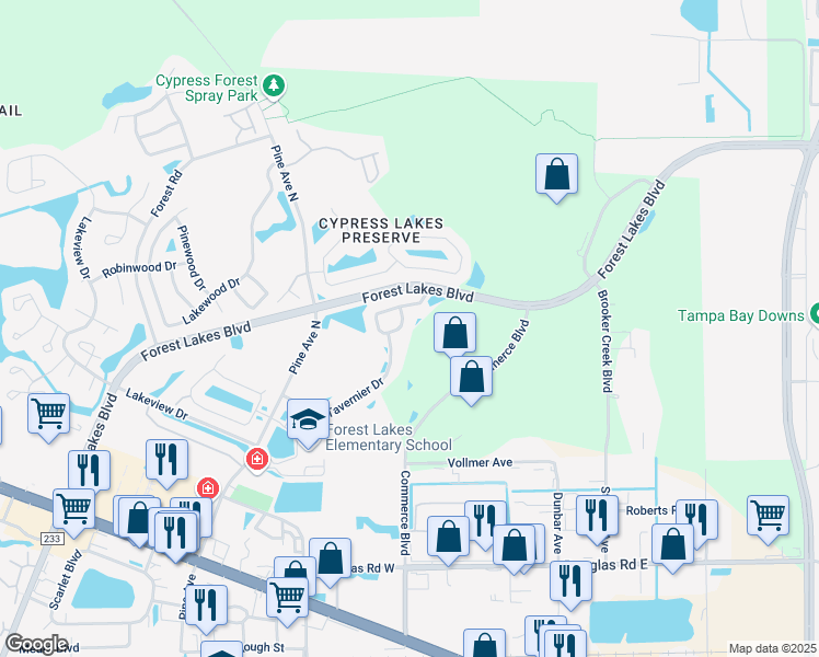 map of restaurants, bars, coffee shops, grocery stores, and more near 368 Tavernier Circle in Oldsmar