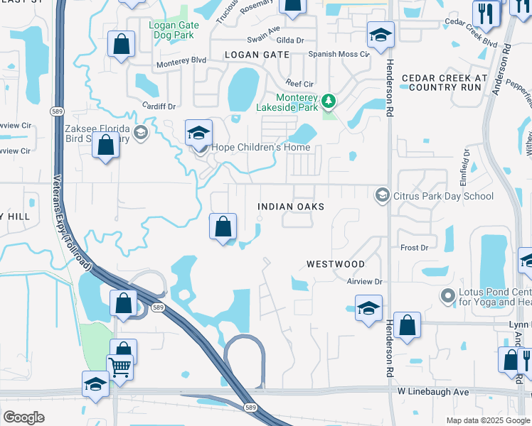 map of restaurants, bars, coffee shops, grocery stores, and more near 11213 Moultrie Place in Tampa