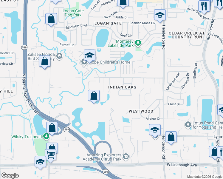 map of restaurants, bars, coffee shops, grocery stores, and more near 11213 Moultrie Place in Tampa