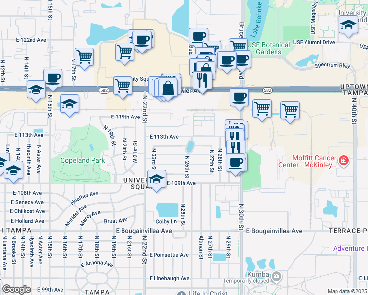 map of restaurants, bars, coffee shops, grocery stores, and more near 2325 North 26th Street in Tampa