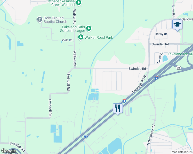 map of restaurants, bars, coffee shops, grocery stores, and more near 711 Pineville Lane in Lakeland