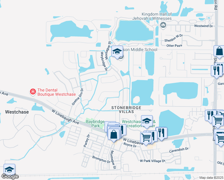 map of restaurants, bars, coffee shops, grocery stores, and more near 10335 Lightner Bridge Drive in Tampa