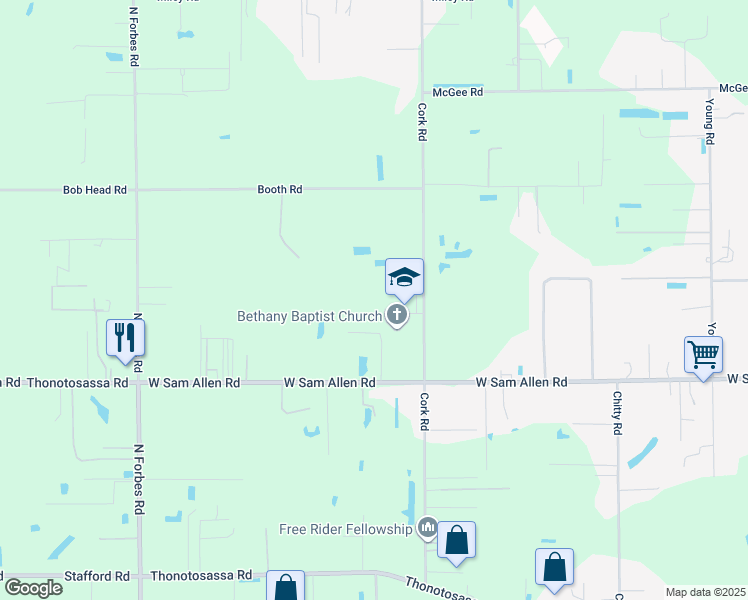 map of restaurants, bars, coffee shops, grocery stores, and more near 3501 Cork Road in Plant City