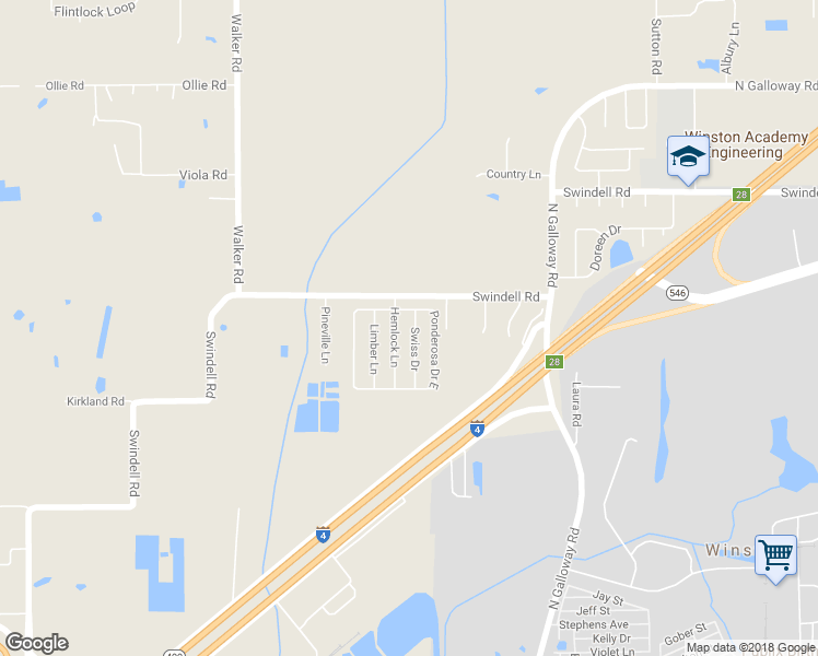 map of restaurants, bars, coffee shops, grocery stores, and more near 714 Swiss Drive in Lakeland