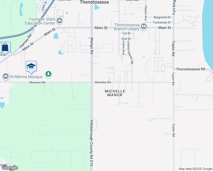 map of restaurants, bars, coffee shops, grocery stores, and more near 10545 Skewlee Road in Thonotosassa
