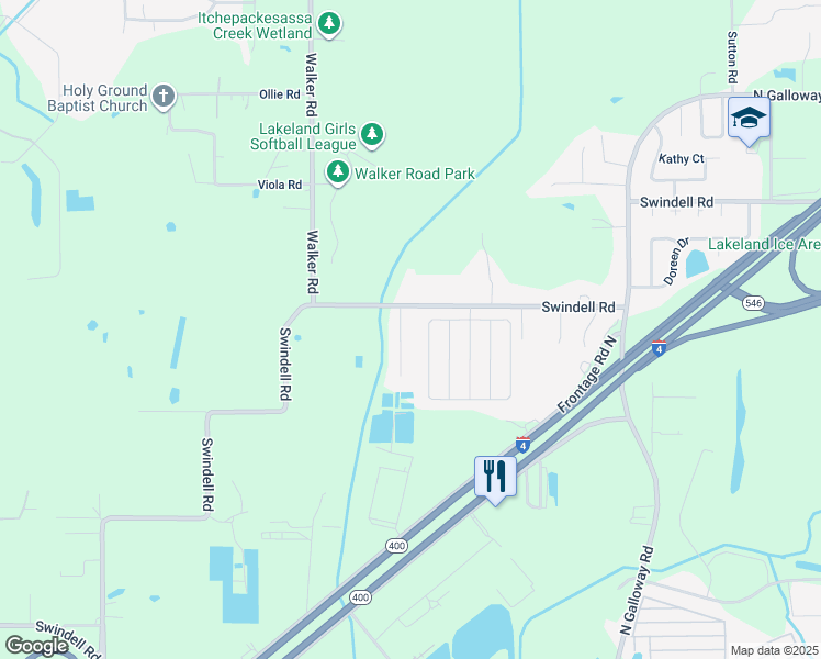 map of restaurants, bars, coffee shops, grocery stores, and more near 711 Pineville Lane in Lakeland