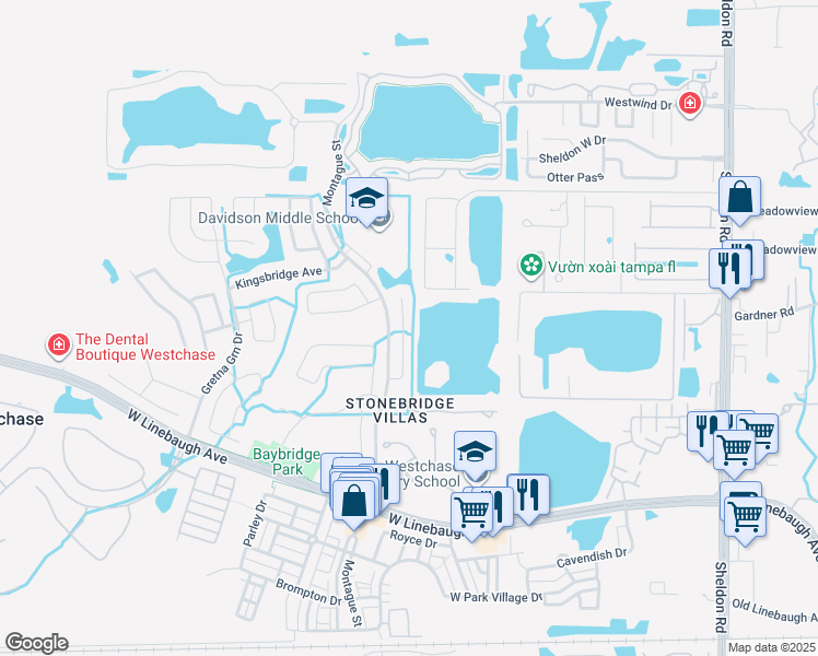 map of restaurants, bars, coffee shops, grocery stores, and more near 9828 Bayboro Bridge Drive in Tampa