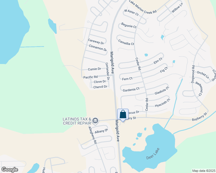 map of restaurants, bars, coffee shops, grocery stores, and more near 1111 Chervil Drive in Kissimmee