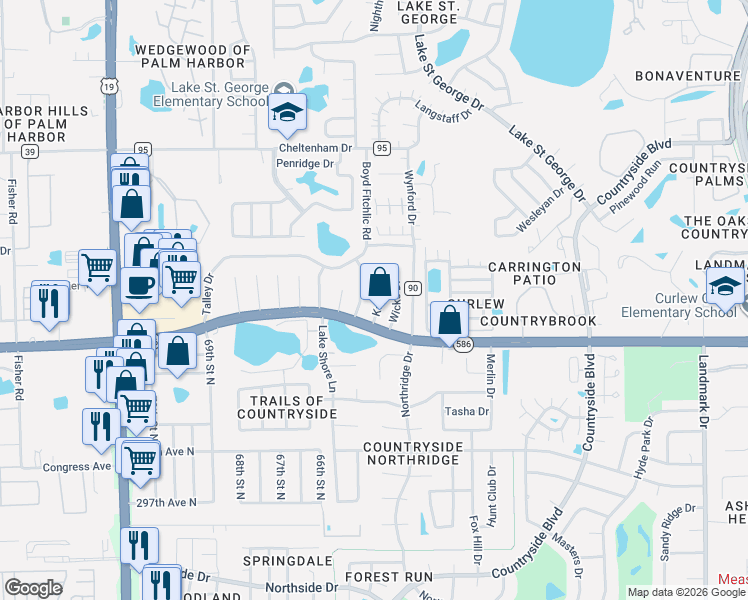 map of restaurants, bars, coffee shops, grocery stores, and more near 720 Barbara Street in Palm Harbor