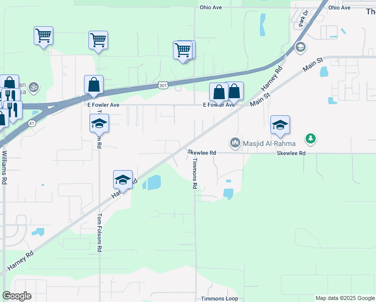 map of restaurants, bars, coffee shops, grocery stores, and more near 9707 Skewlee Road in Thonotosassa