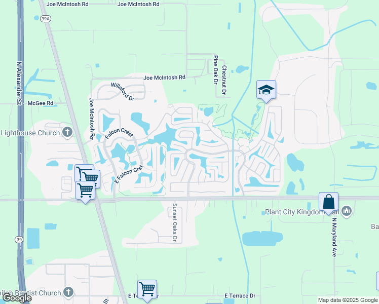 map of restaurants, bars, coffee shops, grocery stores, and more near 568 Peninsula Key in Plant City
