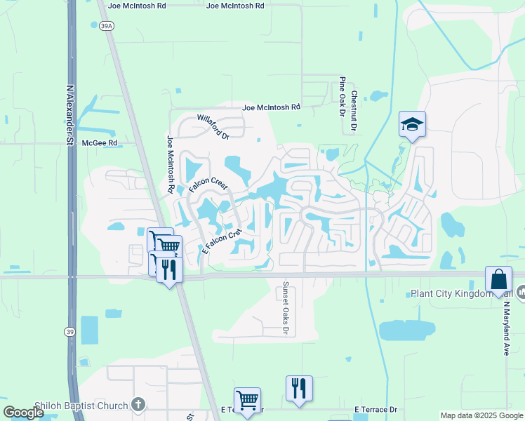 map of restaurants, bars, coffee shops, grocery stores, and more near 128 Quail Run in Plant City