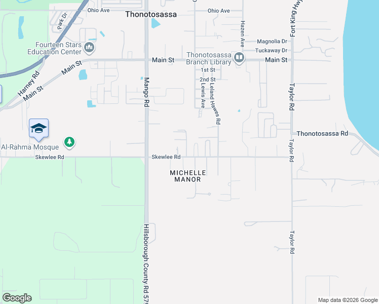 map of restaurants, bars, coffee shops, grocery stores, and more near 10533 Sherri Wood Lane in Thonotosassa
