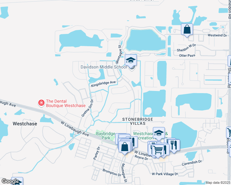 map of restaurants, bars, coffee shops, grocery stores, and more near 9953 Stockbridge Drive in Tampa