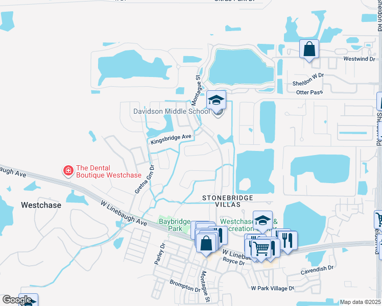 map of restaurants, bars, coffee shops, grocery stores, and more near 9953 Stockbridge Drive in Tampa